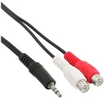INLINE Cinch/Klinke Kabel - 2x Cinch Buchse an 1x 3,5mm Stereo Klinkenstecker - 0,2m (89941A)