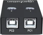 Manhattan USB-A Automatic Sharing Switch, 2x USB-B Ports, 480 Mbps (USB 2.0), Dual Control (Auto-Sensing or Manual), USB powered (no external power supply required), inc 1x 1.5m USB-A to USB-B cable