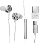 Maxell XC1 USB-C wired headphones with USB-A adapter white