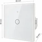 QOLTEC 52715 Smart Touch 1-Gang Light Switch | Wi-Fi | Timer | Tuya | Smart Life | Tempered Glass | White