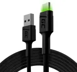 GREEN CELL USB-C > USB-A 2.0 (ST-ST) 2m Ladekabel LED Schwarz