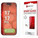 E.V.I. Displex Smart Glass (9H) for Apple iPhone 17/17 Pro, Mounting Sticker, unbreakable