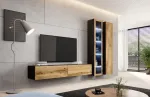 Cama MEBLE Cama glass-case VIGO '180' 180/40/30 black/wotan oak
