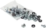 Intellinet Cage Nut Set (50 Pack), M6 Nuts, Bolts and Washers, Suitable for Network Cabinets/Server Racks, Plastic Storage Jar, Lifetime Warranty