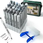 NONAME Double-sided Marker Pens ARRTX Oros, 32 Colours, grey tone shade