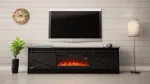 Cama MEBLE RTV GRANERO + fireplace cabinet 200x56.7x35 black/black gloss