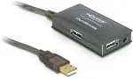 DELOCK USB Verl. A -> 4x A St/Bu 10.00m aktiv grau