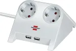 Brennenstuhl Lauaarvuti toide valge, 1,8m pikkuse laadijaga 2xUSB. 2-suunaline