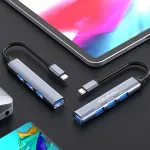 QOLTEC HUB adapter USB c 3.1 4in1, USB 3.0, 3x USB 2