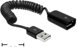 DeLOCK USB Kabel A -> A St/Bu 0.20m-0.60m sw Spiral