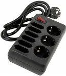 REV Socket line 9-fold 1,4 m w. switch black