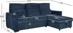 Home4you Nurgadiivanvoodi SCALA 244x155/88xH102cm, sinine