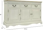 Home4you Kummut SAMIRA 131,5x43xH87cm, antiikvalge/naturaalne