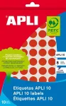 APLI Etiketid &uuml;marad iseliimuvad D=19mm punane, 8l/pk