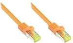 GoodConnections RJ45 Patchkabel mit Cat. 7 Rohkabel und Rastnasenschutz (), S/FTP, PiMF, halogenfrei, 500MHz, OFC, orange, 5m,