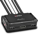 Lindy 2 Port DisplayPort 1.2, USB 2.0 & Audio Cable KVM Switch, KVM Switch (black)