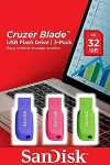 M&auml;lukaart Sandisk Cruzer Blade USB Flash Drive 3pack 32GB (SDCZ50C-032G-B46T)