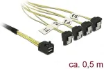 DeLOCK - SATA- / SAS-Kabel - SAS 6Gbit/s - 4x Mini SAS HD (SFF-8643) (S) bis SATA (R) gewinkelt - 50 cm (85684)