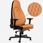 Noblechairs ICON Echtleder Gaming Stuhl - cognac/schwarz