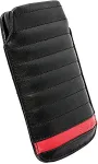 Krusell Kott Idre, L Long, Apple iPhone 5 / 5C / 5S / SE (2016), naturaalsest nahast, must / punane,