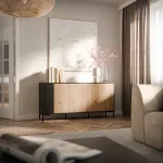 Cama MEBLE Cama MERCI chest of drawers 151 x 40 x 74 cm black/artisan oak