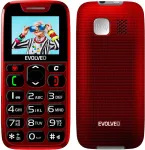 Mobiiltelefon EVOLVEO EasyPhone, mobile phone for seniors with charging stand, red