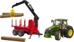 BRUDER John Deere 7R 350 m forwarding trailer, model vehicle (green/red, incl. 4 tree trunks)