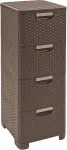 CURVER Rattan 209906 Storage Unit with 4 &times; 14 L Drawers, Dark Brown