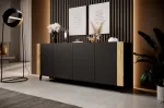 Cama MEBLE FARO chest of drawers 200x42x82 matte black + oak craft