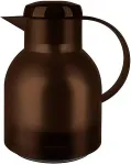 Emsa SAMBA vacuum jug, 1 liter (dark brown/transparent, QUICK PRESS closure)