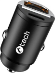 C-TECH USB car charger UCC-02, 1x Type C + 1 x Type A, 30W, Power delivery 3.0, Quick Charge