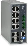 LevelOne IGP-1271 - Switch - L3 Lite - verwaltet - 8 x 10/100/1000 (PoE+) + 4 x Gigabit SFP - an DIN-Schiene montierbar - PoE+ (240 W) - DC power (IGP-1271)