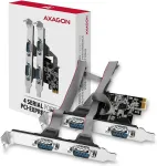 AXAGON PCI-Express card with four serial ports 250 kbps. ASIX AX99100. Standard & Low profile.