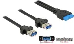 Delock Kabel USB 3.0 Pfostenbuchse 2.00 mm 19 Pin > 2 x USB 3.0 Typ-A Buchse zum Einbau 80 cm