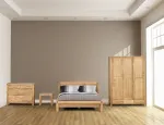 Home4you Riidekapp CHICAGO NEW 3-ukse ja 3-sahtliga, 130x57xH190cm, puit: tammespoon/MDF, v&auml;rvus: naturaalne, viimistlus &otilde;litatud