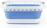 Beldray LA00000152EU7 40L Collapsible Laundry Basket, White/Blue