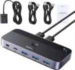 Ugreen USB Switch CM662, 3 x USB-A 3.0 - 1 x USB-C - 1 x miniUSB, Black