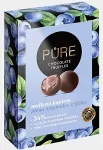 PURE CHOCOLATE PURE piima&scaron;okolaadi tr&uuml;hvlid mustikajogurtikreemi t&auml;idisega, 148g