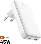 Fixed Slim 2xUSB-C Travel Charger, GaN, PD support