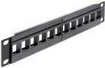 DELOCK Patchpanel 1HE 12 Keystone Ports schwarz