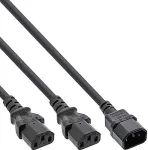 INLINE - Netz-Splitter - IEC 60320 C14 bis 2 x IEC 60320 C13 - 1,0m - Schwarz (16657J)
