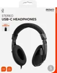 DELTACO HL-51C Headphones with volume control, USB-C, black / HL-51C / 1903272