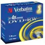 VERBATIM 1x5 DVD+RW 4,7GB 4x Speed, matt silver Jewel Case