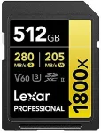 M&auml;lukaart LEXAR SDXC 512GB Professional 1800x UHS-II U3 V60