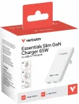VERBATIM Slim GaN Charger 2 Port 65W (EU/UK/US) White