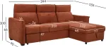 Home4you Nurgadiivanvoodi SCALA 244x155/88xH102cm, roostepruun