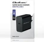 QOLTEC 52379 Super Quick PD Charger | 1xUSB-C | 65W | 5-20V | 3-3.25A | Black