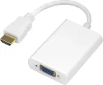 DELTACO HDMI kuni VGA-adapter, 19-pin ha - 15-pin+3,5mm, 0,2m, vit