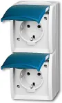 BUSCH-JAEGER BUSCH JAEGER BJ 20-02EW-53 Steckdose m.Klappdeckel senkrecht 2f ocean IP44 grau/blau
