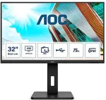 Monitor AOC 80cm/31,5" (3840x2160) P2 U32P2 4K UHD LED 75Hz 4ms USB3.2 2xHDMI DP LS Pivot Black